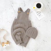 Baby knit romper with matching hat, coming home outfit