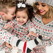 Matching family Christmas pajamas, green & white - photo 3