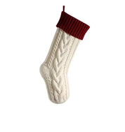 Red and white personalized knit Christmas stocking