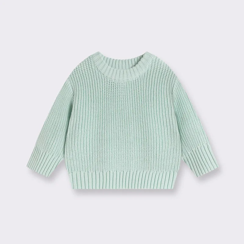 Kids Classic Knit Sweater - Warm Cotton Crewneck Pullover For Baby, Toddler & Boys