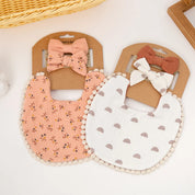 3-Piece Baby Bib & Bow Headband Gift Set - Floral Bandana Drool Bibs For Newborns