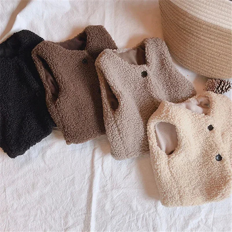 Kids sherpa fleece button vest - Little Boy Swag