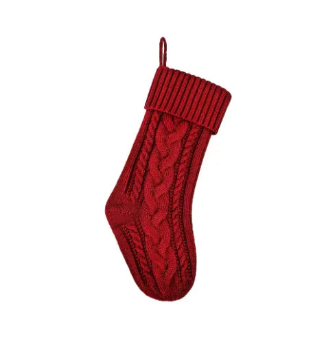 Red personalized knit Christmas stocking with name