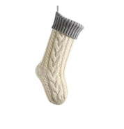 Grey and white personalized knit Christmas stocking