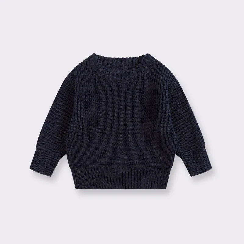 Kids Classic Knit Sweater - Warm Cotton Crewneck Pullover For Baby, Toddler & Boys