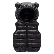 Kids hooded puffer vest in black