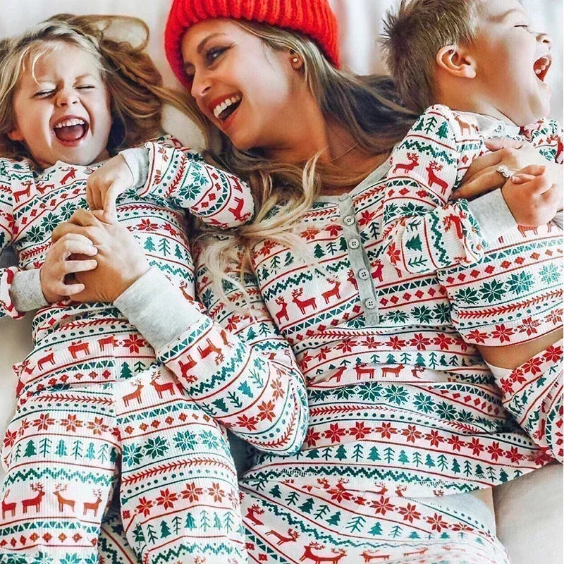 Matching family Christmas pajamas, green & white - photo 2