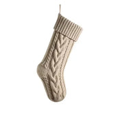 Khaki personalized knit Christmas stocking with name