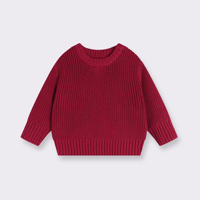 Kids Classic Knit Sweater - Warm Cotton Crewneck Pullover For Baby, Toddler & Boys