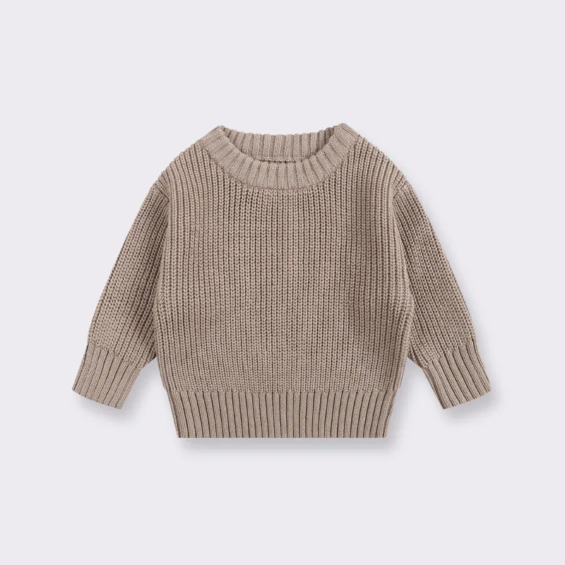 Kids Classic Knit Sweater - Warm Cotton Crewneck Pullover For Baby, Toddler & Boys