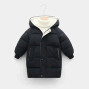 Kids long winter parka in black