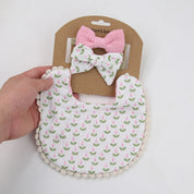 3-Piece Baby Bib & Bow Headband Gift Set - Floral Bandana Drool Bibs For Newborns