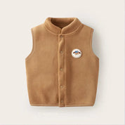 Kids plush bear vest in khaki
