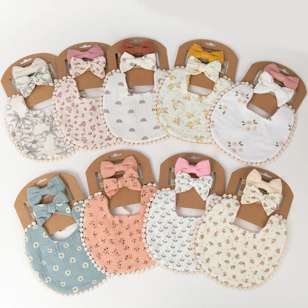 3-piece baby bib and bow headband gift set - Little Boy Swag