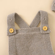 Baby boy coming home outfit knit romper close-up