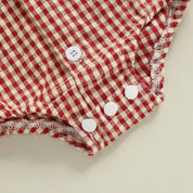 Baby Boy Plaid Shirt Romper - Button-Down Long Sleeve Collared One-Piece Outfit