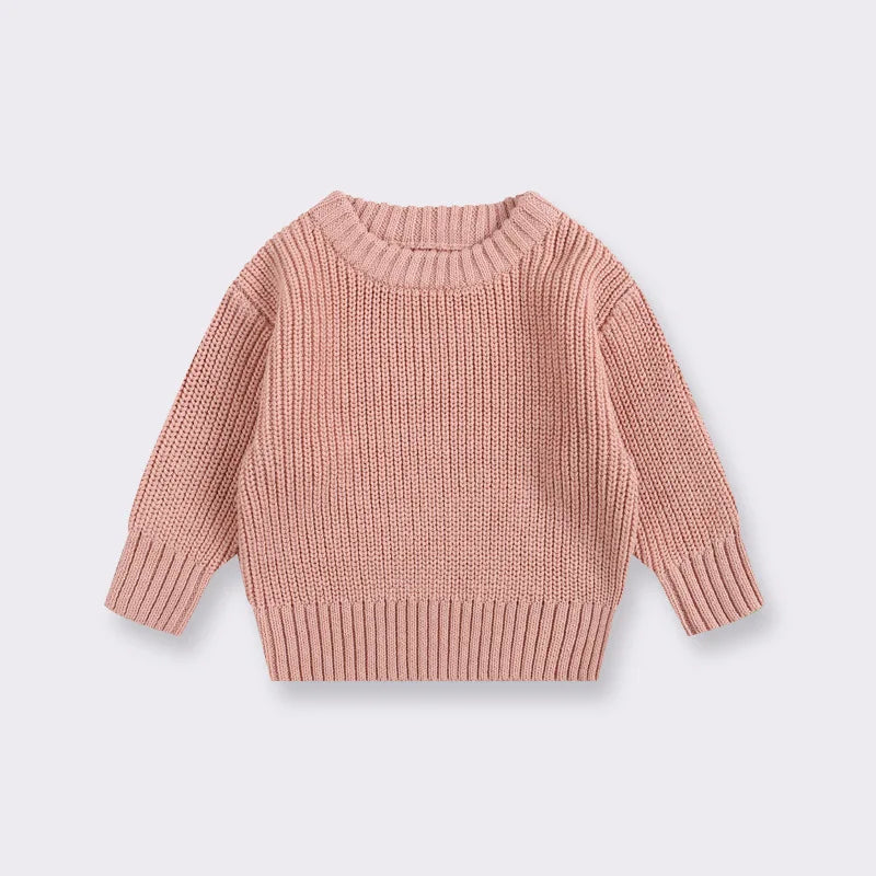 Kids Classic Knit Sweater - Warm Cotton Crewneck Pullover For Baby, Toddler & Boys
