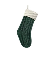 White and green personalized knit Christmas stocking