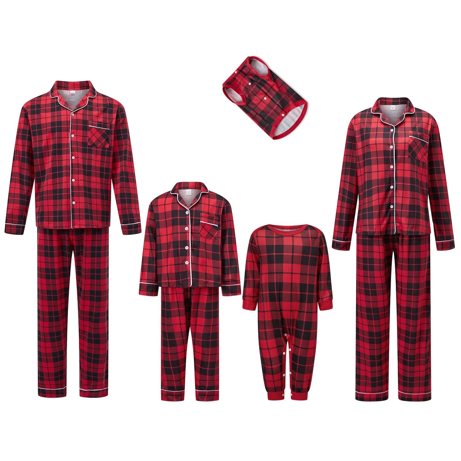 Matching family Christmas pajamas, red plaid - photo 12