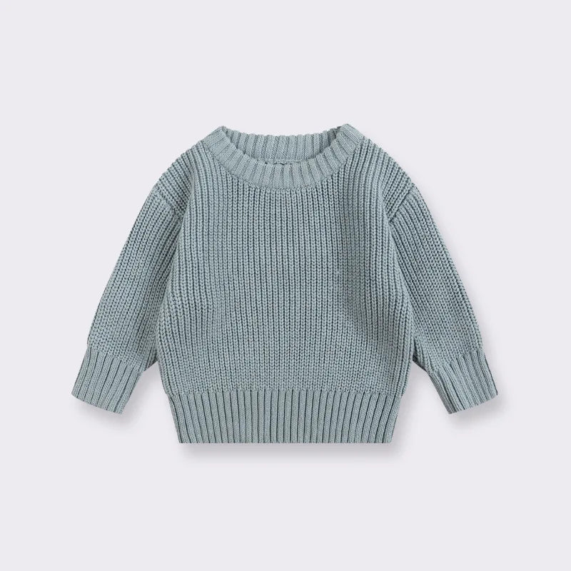 Kids Classic Knit Sweater - Warm Cotton Crewneck Pullover For Baby, Toddler & Boys