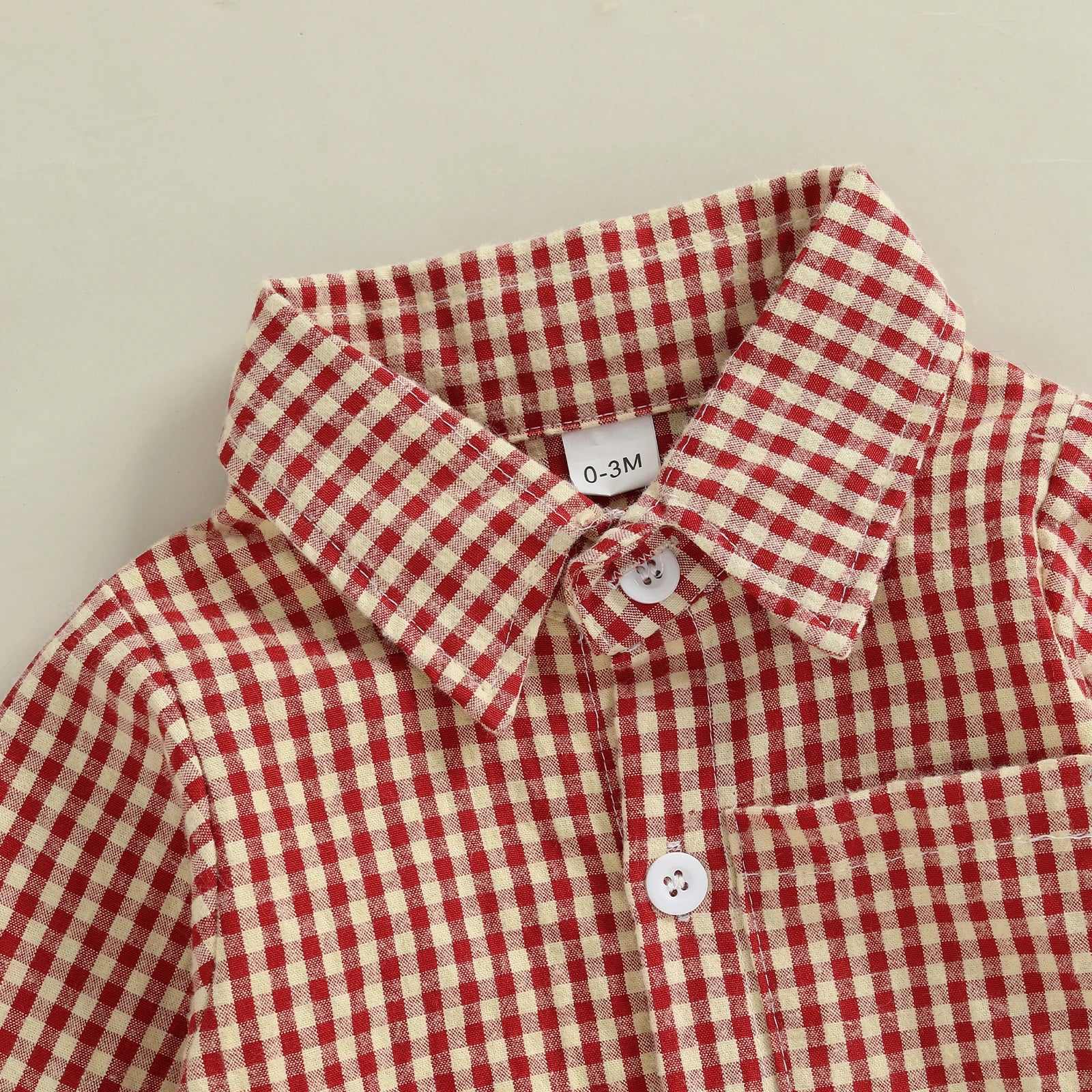 Baby Boy Plaid Shirt Romper - Button-Down Long Sleeve Collared One-Piece Outfit