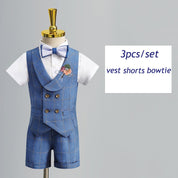 Blue Plaid Boys Suit, Vest, Pants, Shirt - Fits 12 Months To 12 Years