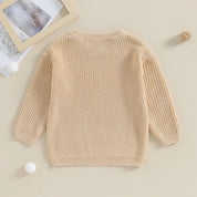 Toddler boy sweater with letter embroidery, long sleeve knit