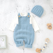 Newborn coming home outfit knit romper and hat, Style 2
