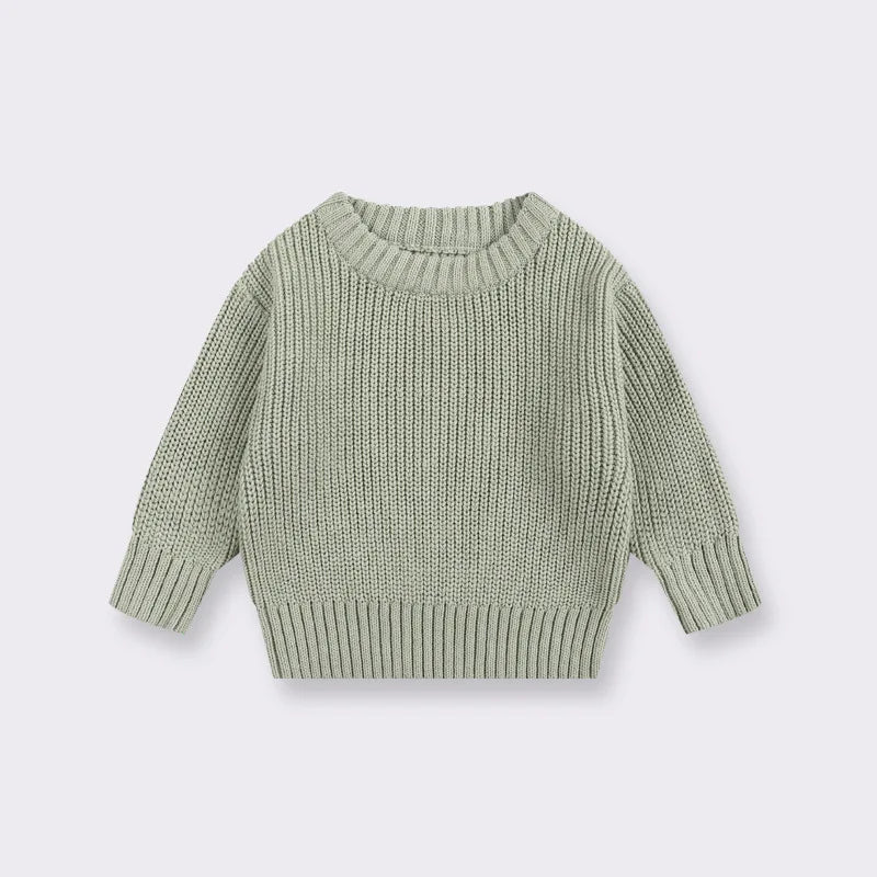 Kids Classic Knit Sweater - Warm Cotton Crewneck Pullover For Baby, Toddler & Boys