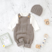 Newborn coming home outfit knit romper and hat, Style 3