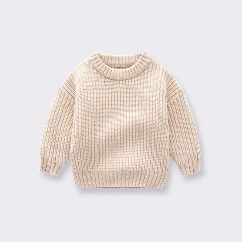 Kids Classic Knit Sweater - Warm Cotton Crewneck Pullover For Baby, Toddler & Boys