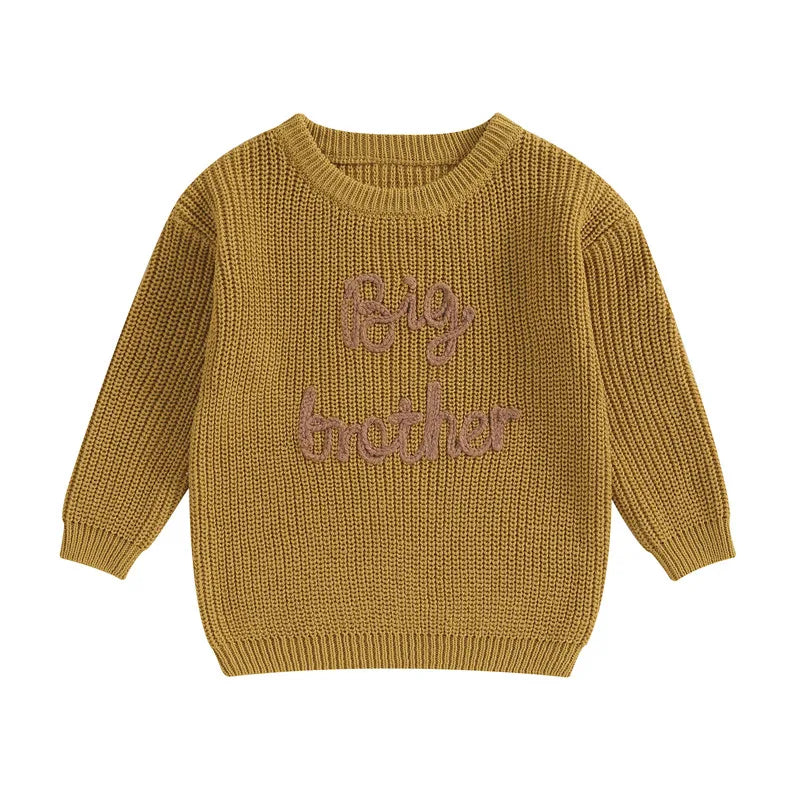 Yellow toddler boy embroidered knit sweater