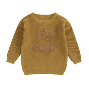 Yellow toddler boy embroidered knit sweater