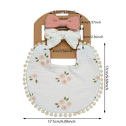 3-Piece Baby Bib & Bow Headband Gift Set - Floral Bandana Drool Bibs For Newborns