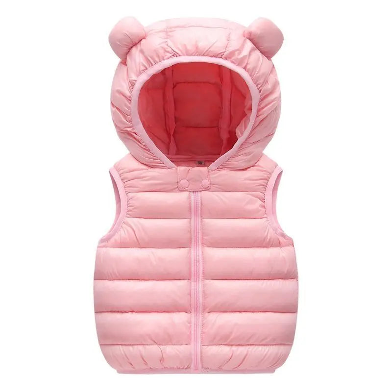 Kids hooded puffer vest in pink