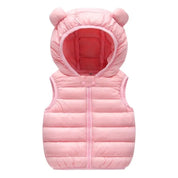 Kids hooded puffer vest in pink