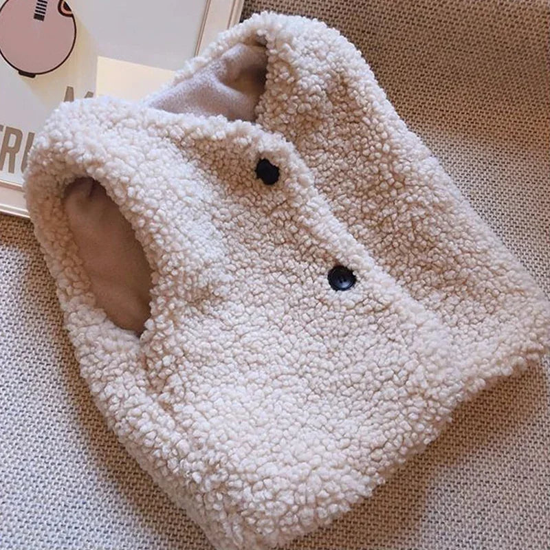 Kids sherpa fleece vest in beige