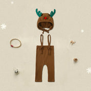Baby's First Christmas Outfit - Knit Pants, Hat & Shirt For Newborn & Baby