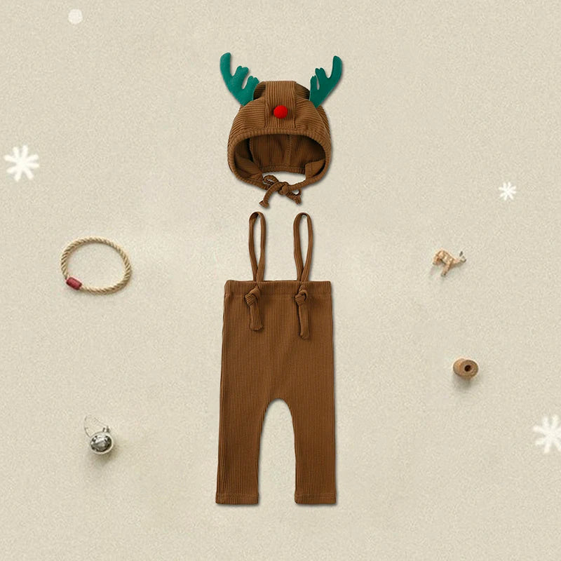 Baby's First Christmas Outfit - Knit Pants, Hat & Shirt For Newborn & Baby