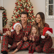 Kids & Baby red plaid matching family Christmas pajamas - Little Boy Swag