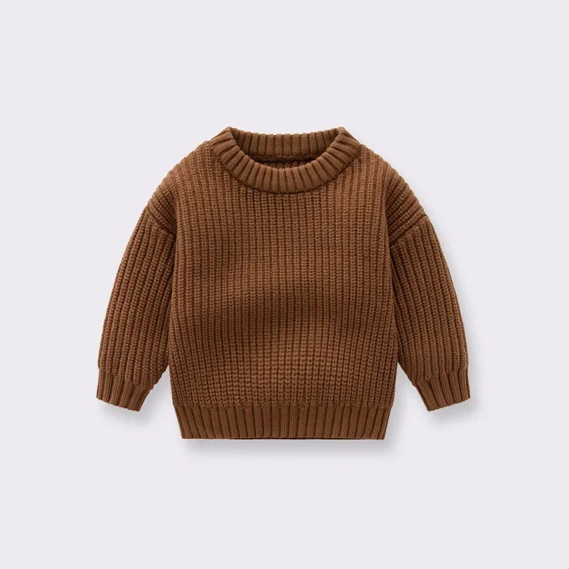 Kids Classic Knit Sweater - Warm Cotton Crewneck Pullover For Baby, Toddler & Boys