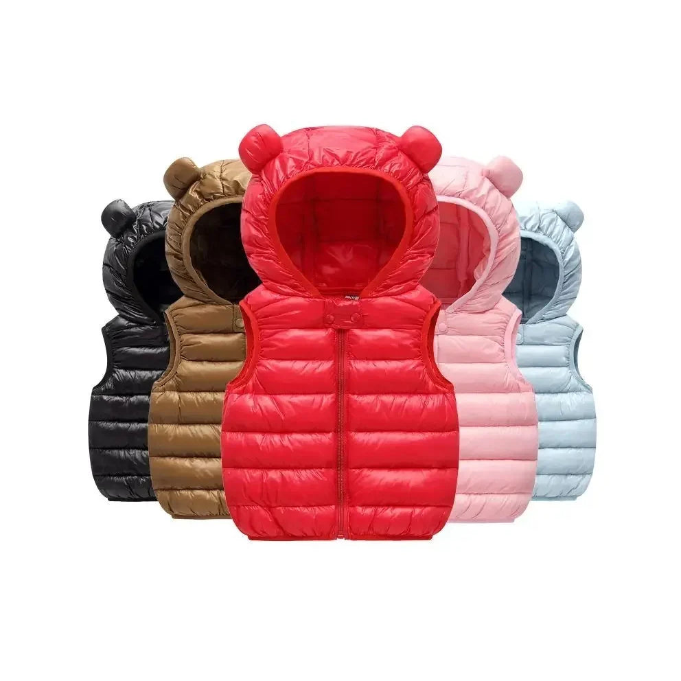 Baby and toddler hooded puffer vest with ears - Little Boy Swag
