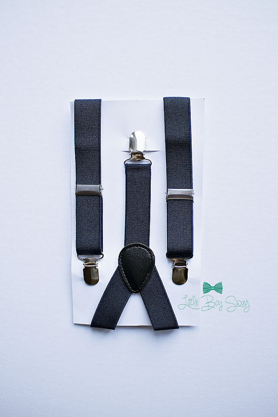 Navy Suspenders -  Newborn To Adult Sizes