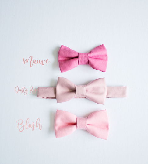 Dusty Rose Bow Tie Navy Suspenders -Toddler To Adult Sizes