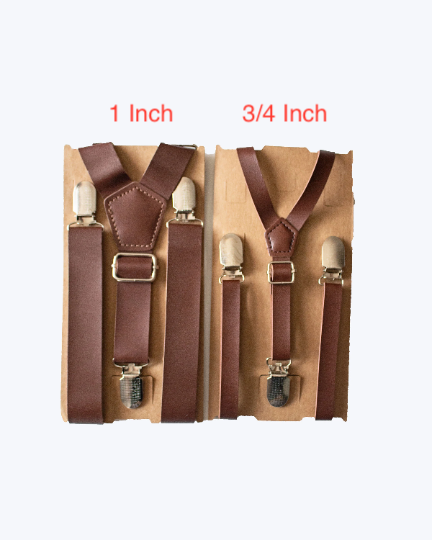 Brown Leather Suspenders - Newborn To Adult Sizes