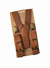 Brown Leather Buckle Suspenders - Newborn To Adult Sizes