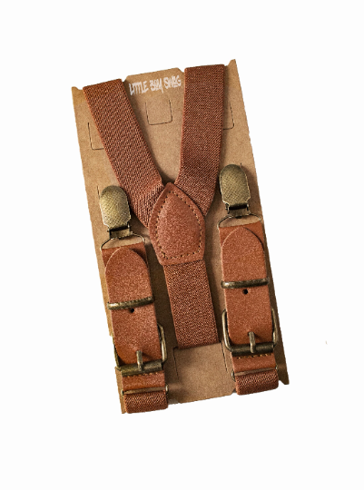 Brown Leather Buckle Suspenders - Newborn To Adult Sizes