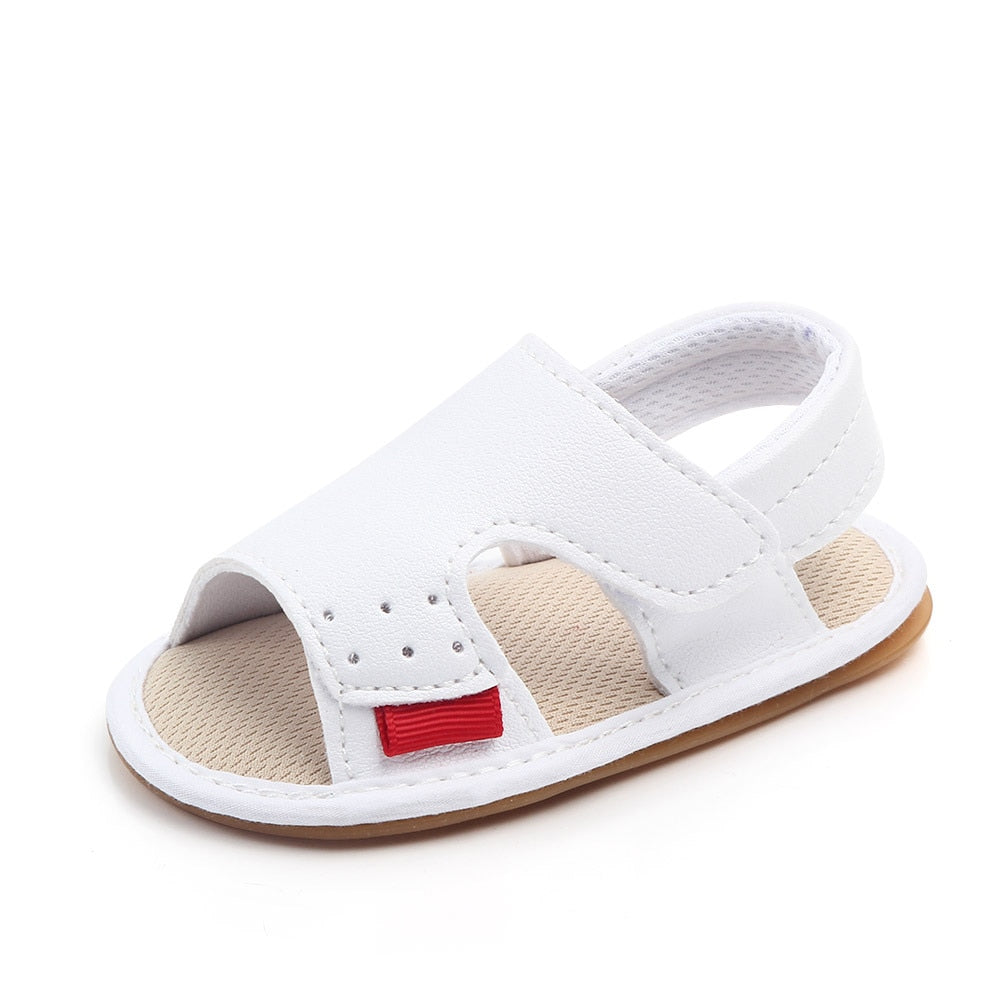 Boys Brown Black White Leather Sandals For Newborn To 18 Month Sizes