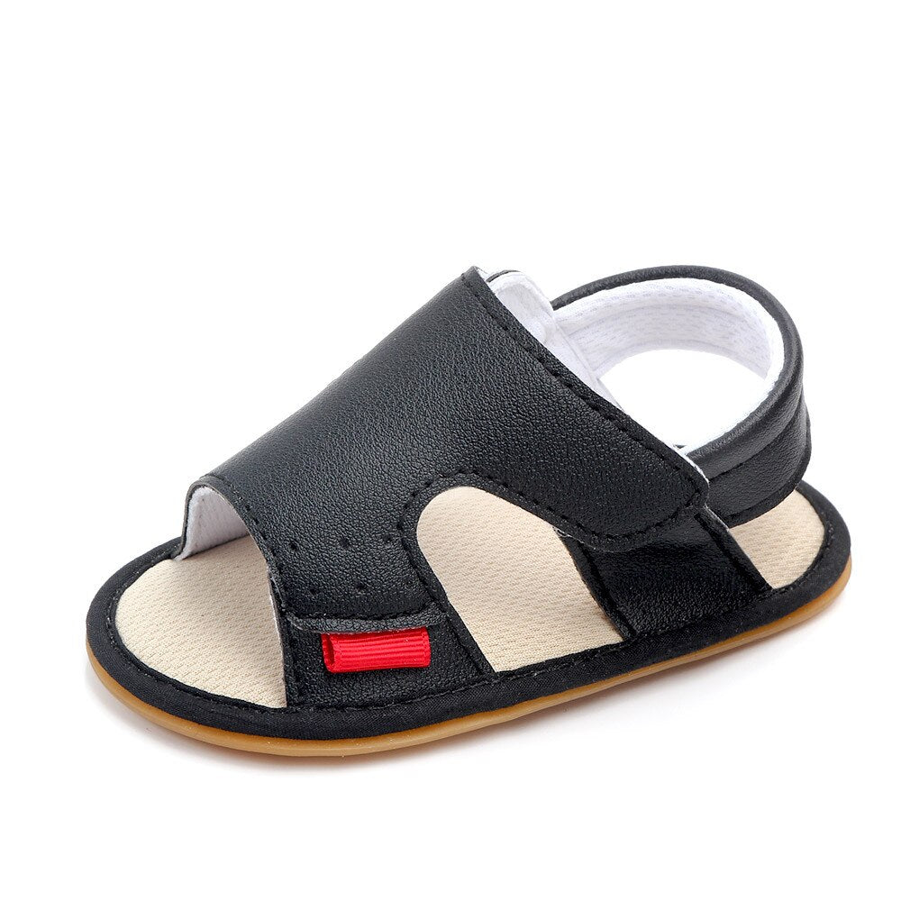 Boys Brown Black White Leather Sandals For Newborn To 18 Month Sizes