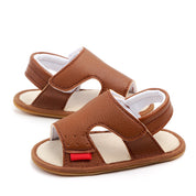 Boys Brown Black White Leather Sandals For Newborn To 18 Month Sizes